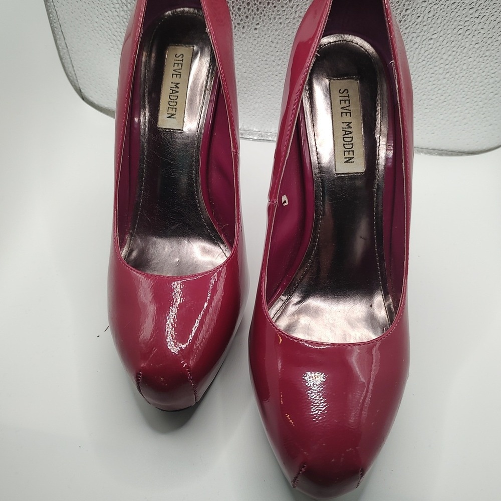 Steve Madden Pointed Toe Stiletto Heels Patent Cherry Red Pumps Women Size 8